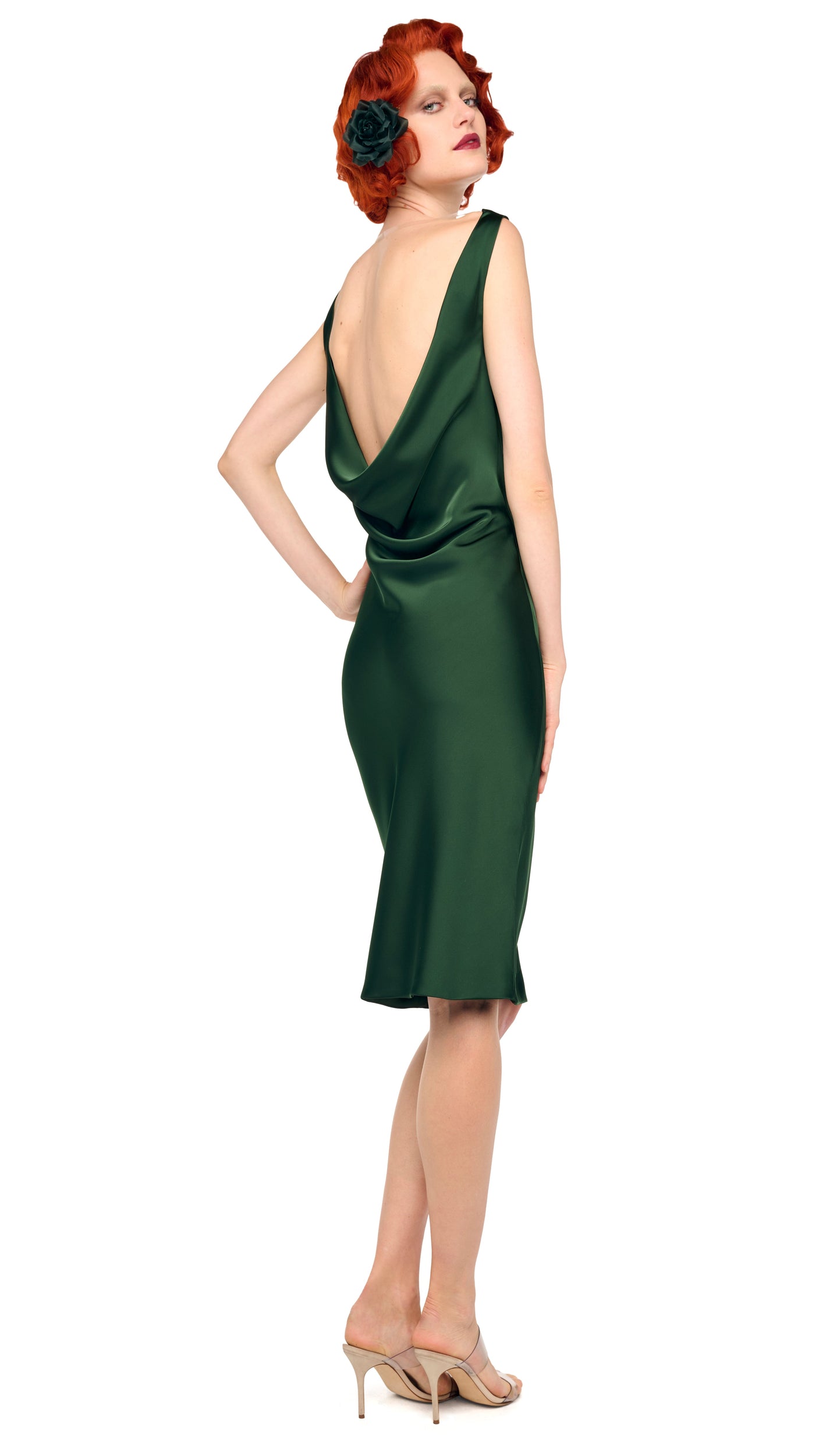 Norma Kamali Sleeveless Low Back Drape Dress - Dark Emerald / Size M Norma Kamali Sleeveless Low Back Drape Dress - Dark Emerald / Size M