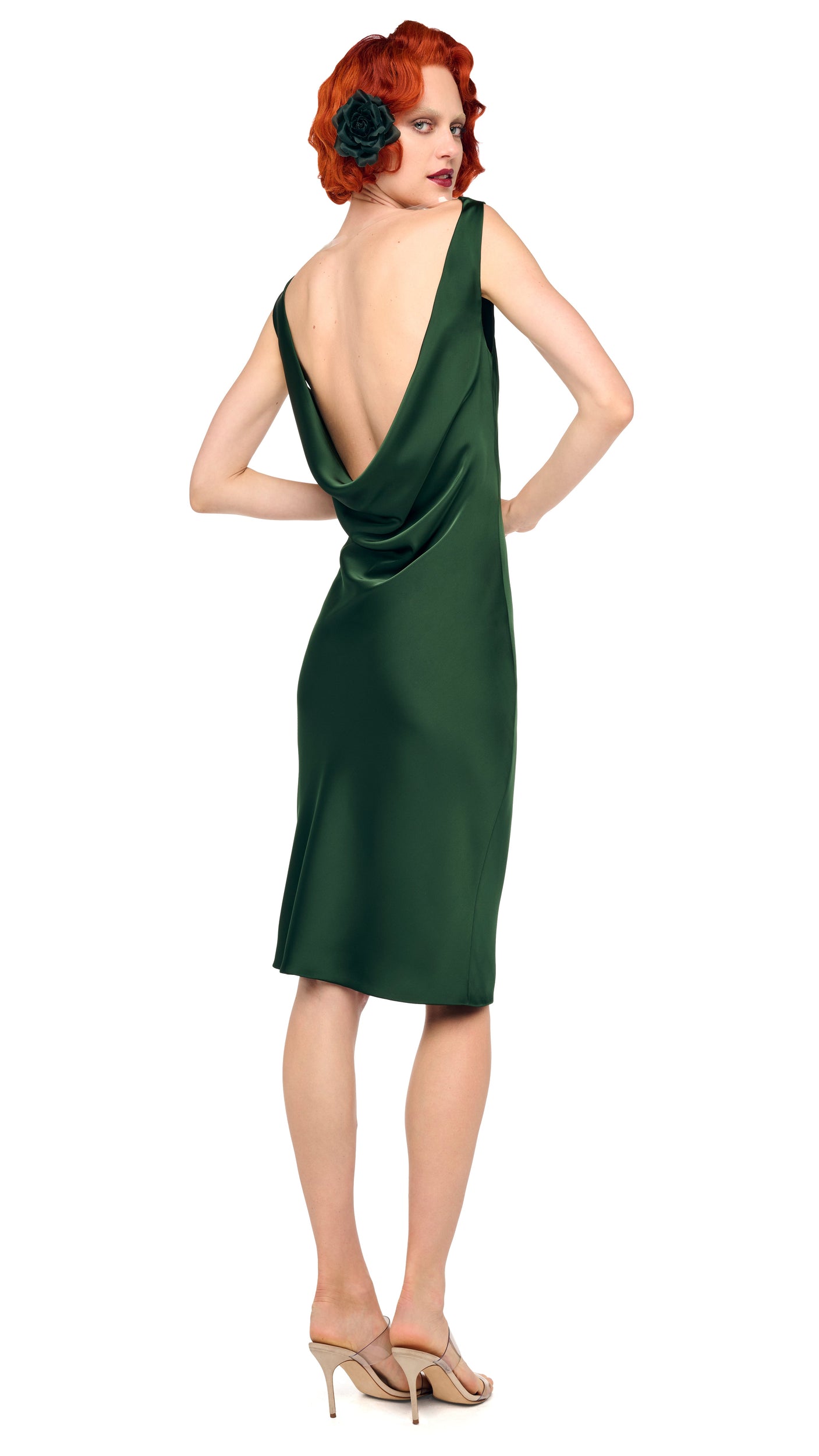 green low back dress Emerald Green Mermaid Evening Dress with Drapped Low Back loveangeldress