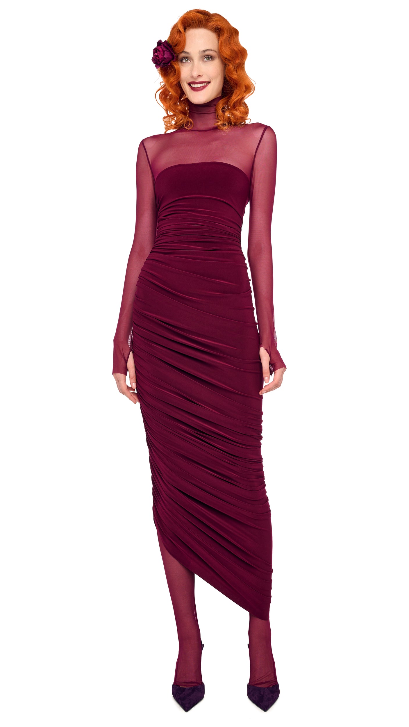 turtleneck formal dress Norma Kamali LS Turtleneck Strapless Diana Gown w/ Catsuit
