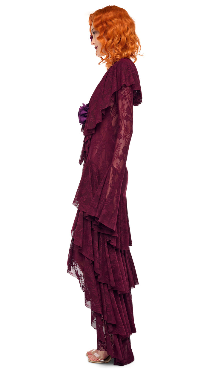 HI LOW LONG SLEEVE DEEP V RUFFLE GOWN #2