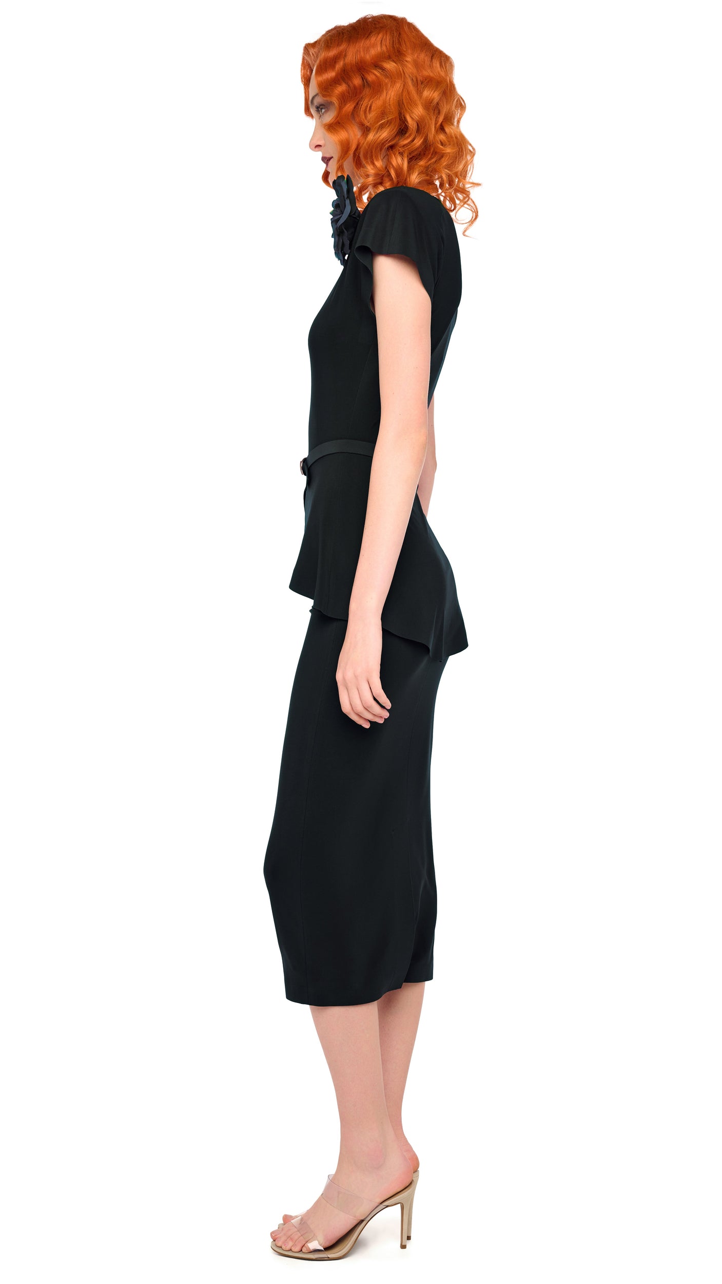 Norma Kamali Cap Sleeve Peplum Dress