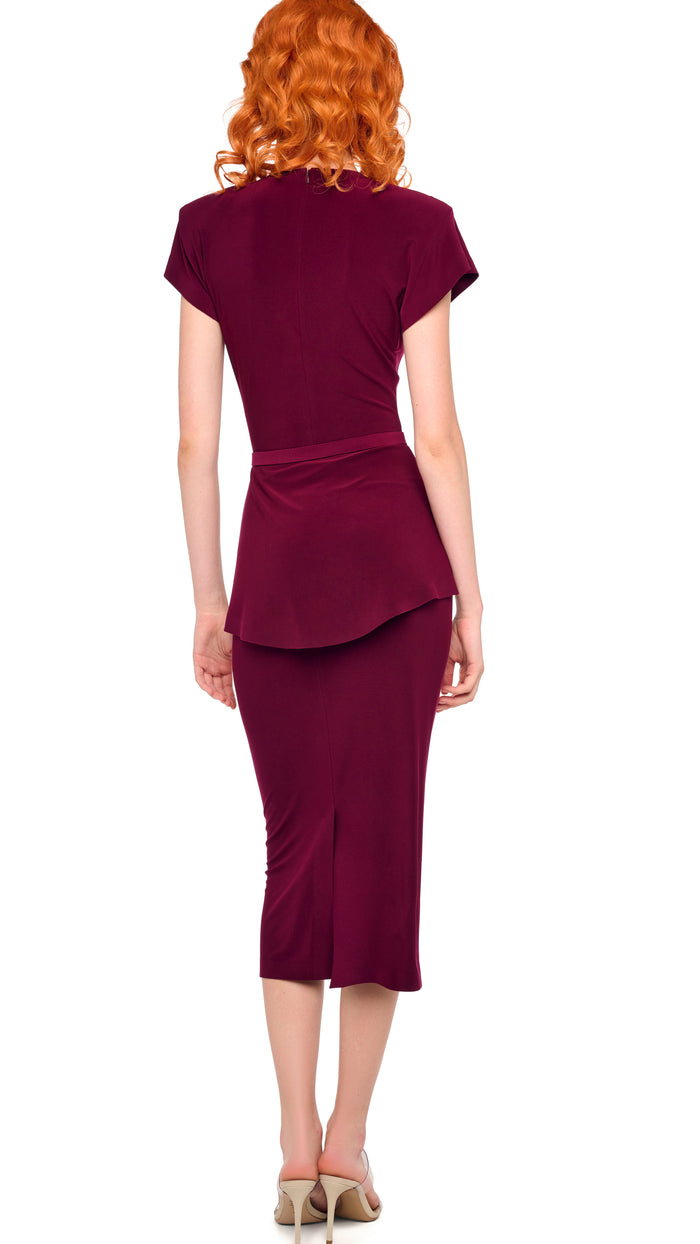 CAP SLEEVE SHOULDER PAD PEPLUM DRESS #3
