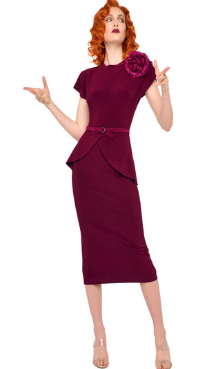 CAP SLEEVE SHOULDER PAD PEPLUM DRESS #5 Thumbnail