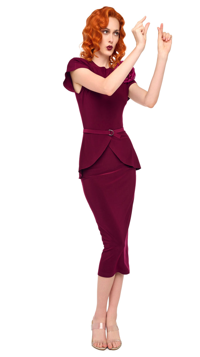 CAP SLEEVE SHOULDER PAD PEPLUM DRESS #6