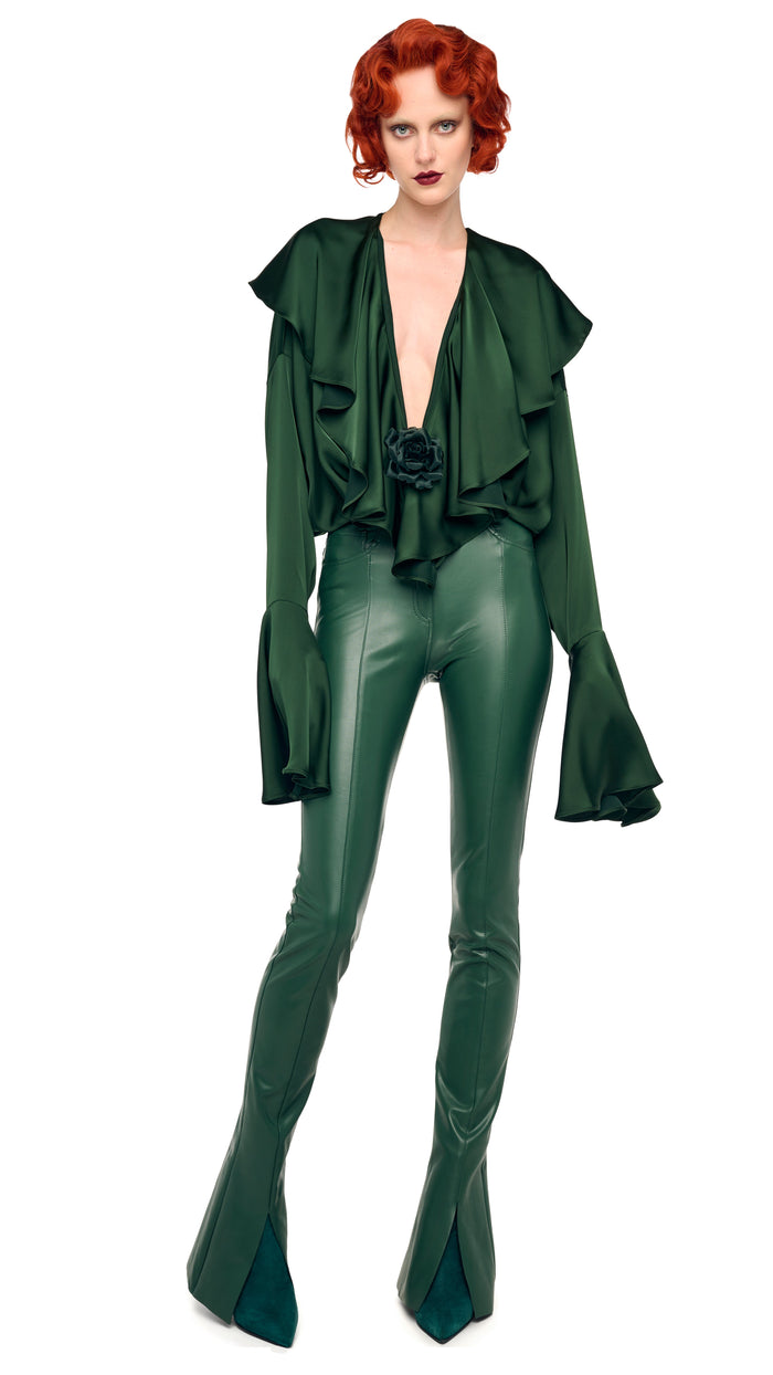 LONG SLEEVE DEEP V RUFFLE BODYSUIT #10