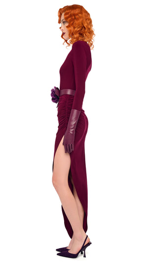 LONG SLEEVE TURTLE NECK SIDE DRAPE GOWN #2 Thumbnail