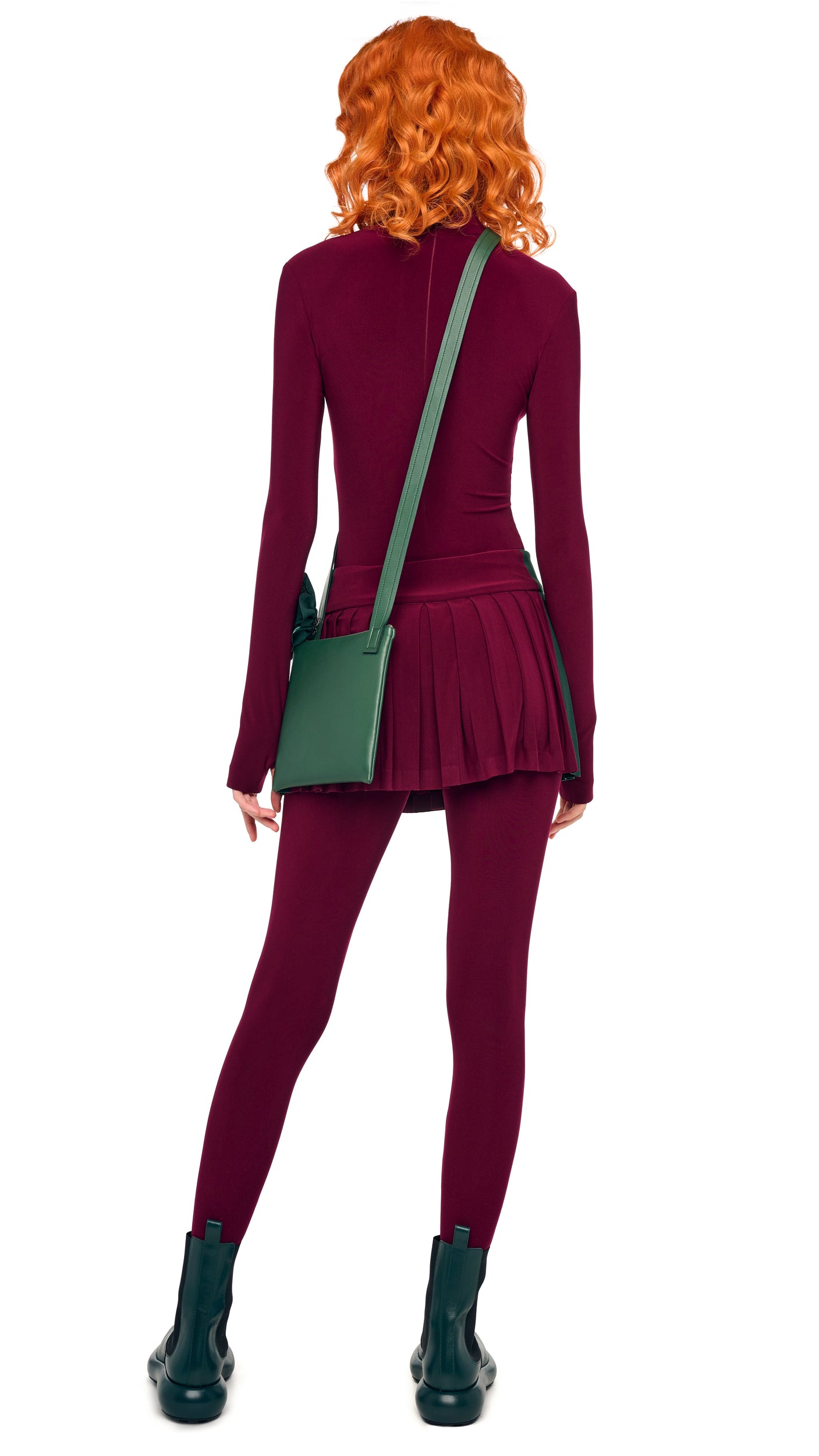 SIDE STRIPE PLEATED PICKLEBALL SKIRT – Plum/Dark Emerald – Norma