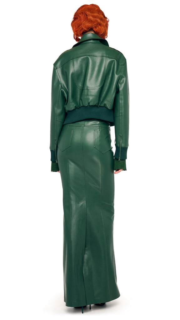 MENS ZIP FRONT CLASSIC CROPPED JACKET – Dark Emerald – Norma Kamali