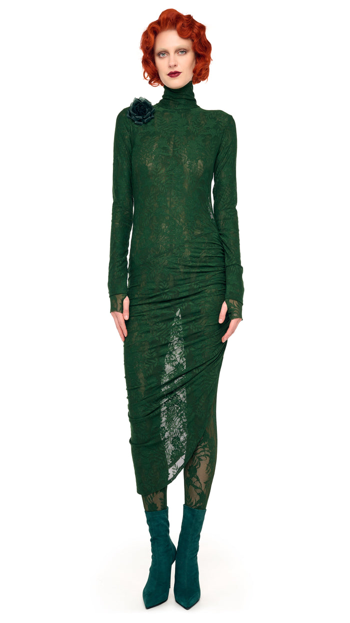 TURTLENECK SIDE DRAPE DRESS #4