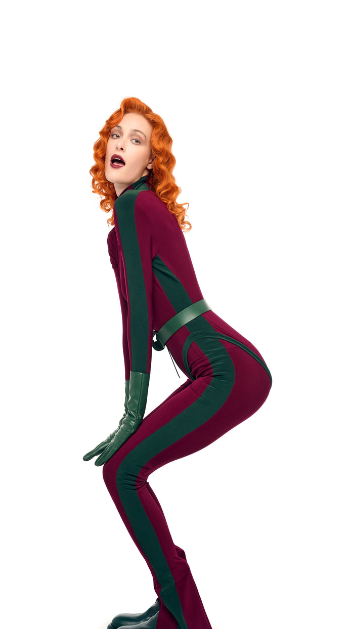 SIDE STRIPE ZIP FRONT L/S TURTLENECK BODYSUIT #15