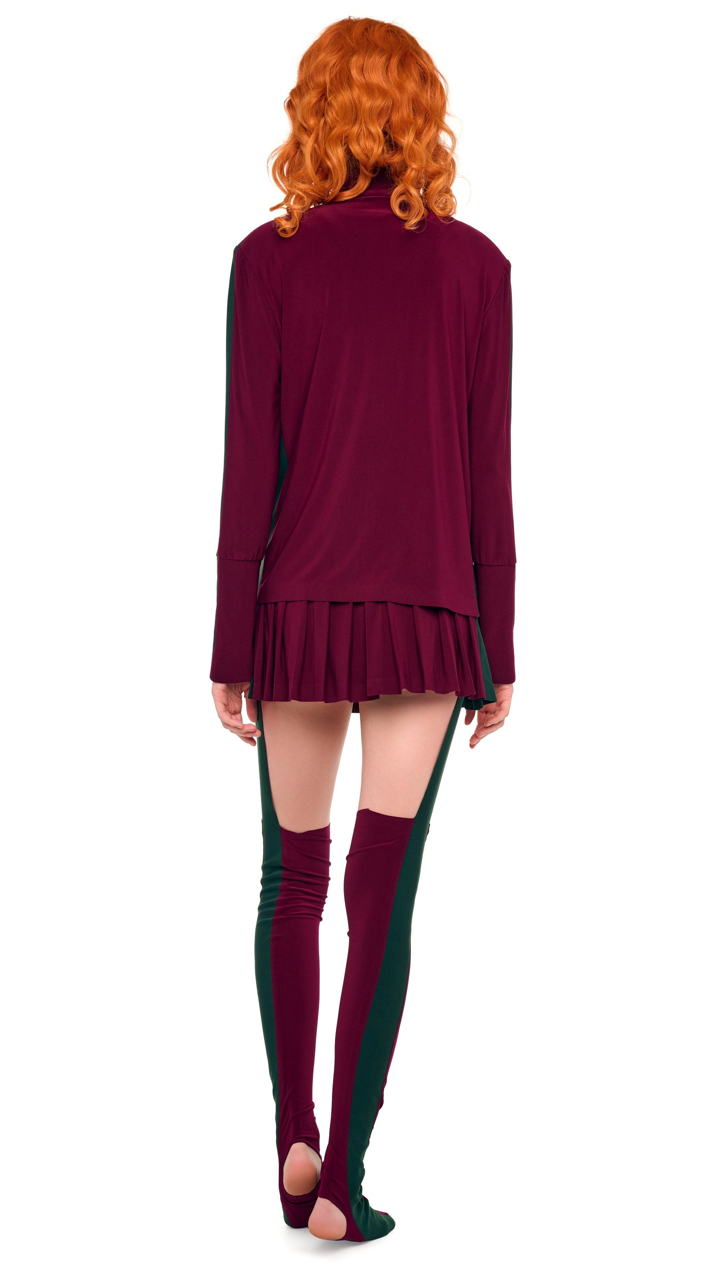 SIDE STRIPE TURTLE JACKET – Plum/Dark Emerald – Norma Kamali
