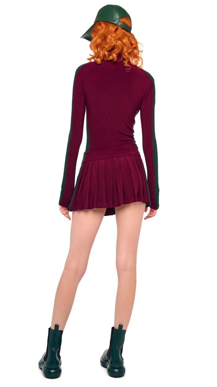 SIDE STRIPE ZIP FRONT L/S TURTLENECK BODYSUIT #19