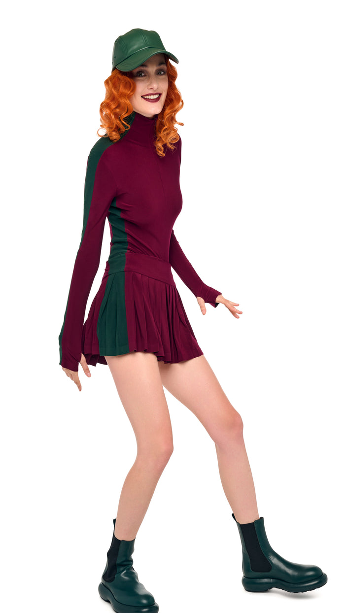 SIDE STRIPE ZIP FRONT L/S TURTLENECK BODYSUIT #21