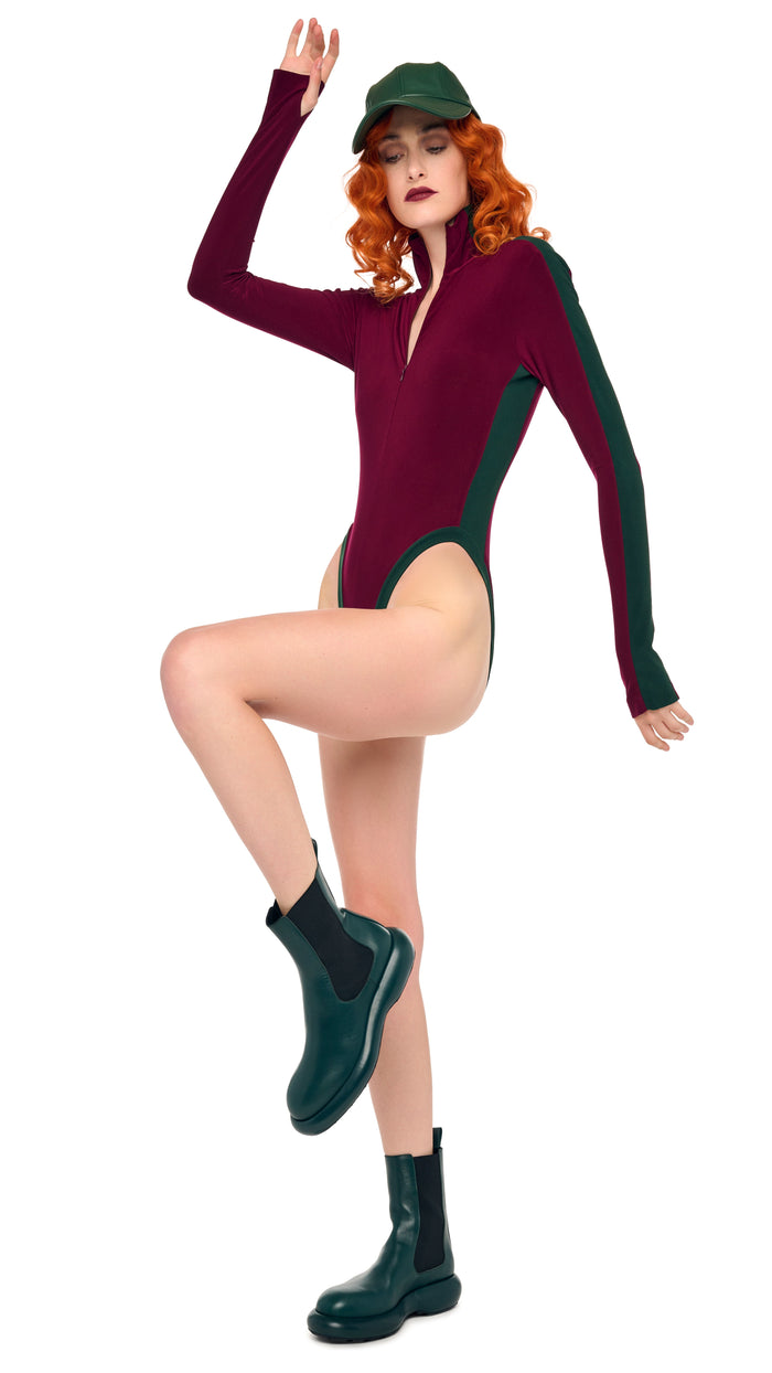 SIDE STRIPE ZIP FRONT L/S TURTLENECK BODYSUIT #5