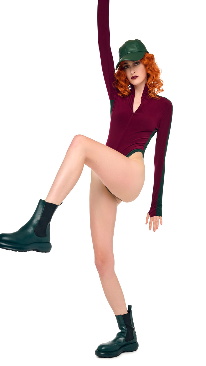 SIDE STRIPE ZIP FRONT L/S TURTLENECK BODYSUIT #6