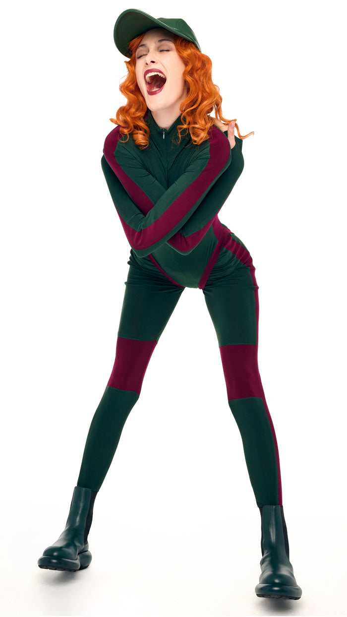 SIDE STRIPE ZIP FRONT L/S TURTLENECK BODYSUIT #14