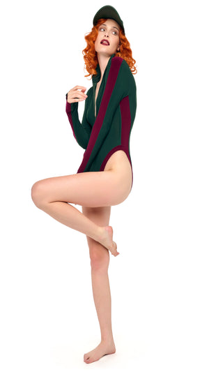 SIDE STRIPE ZIP FRONT L/S TURTLENECK BODYSUIT #8 Thumbnail