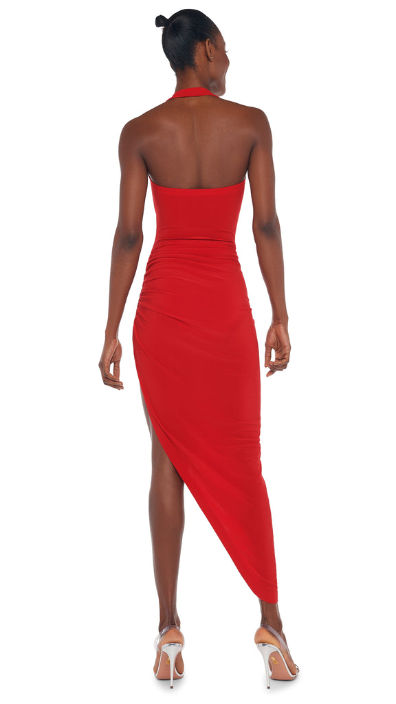 CAYLA SIDE DRAPE GOWN – Tiger Red – Norma Kamali