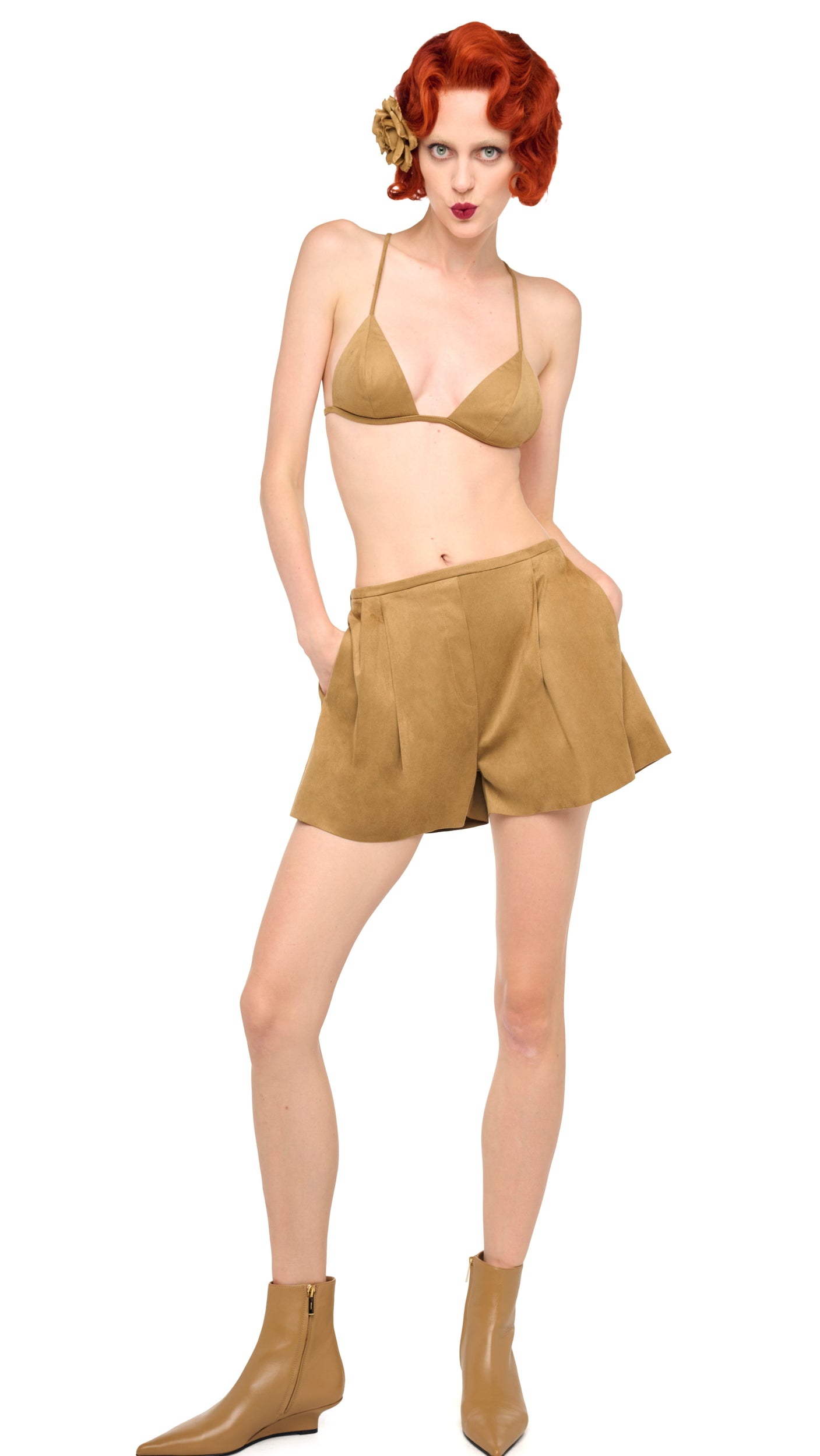 MENS PLEAT SHORT – Camel – Norma Kamali