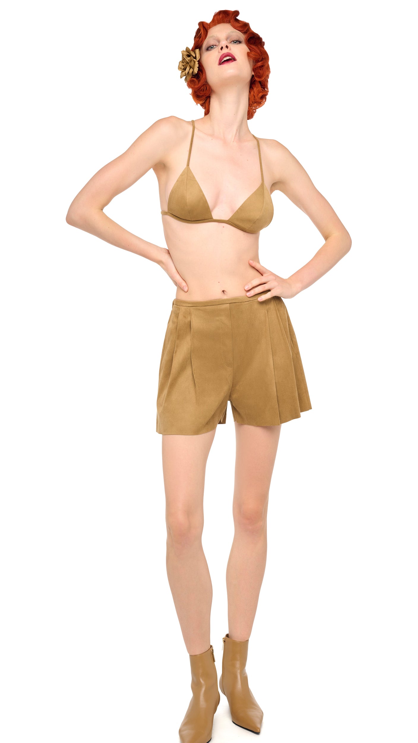 THE SHISHIKUI シシクイ Cami Short / CAMEL MENS PLEAT SHORT – Camel – Norma Kamali