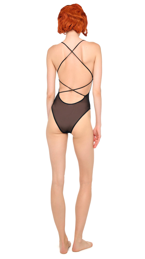 ち*部様 CTHY #04 LIMONTA NYLON MINIMAL BODY LOW BACK FARA SLIP BODYSUIT – Black – Norma Kamali