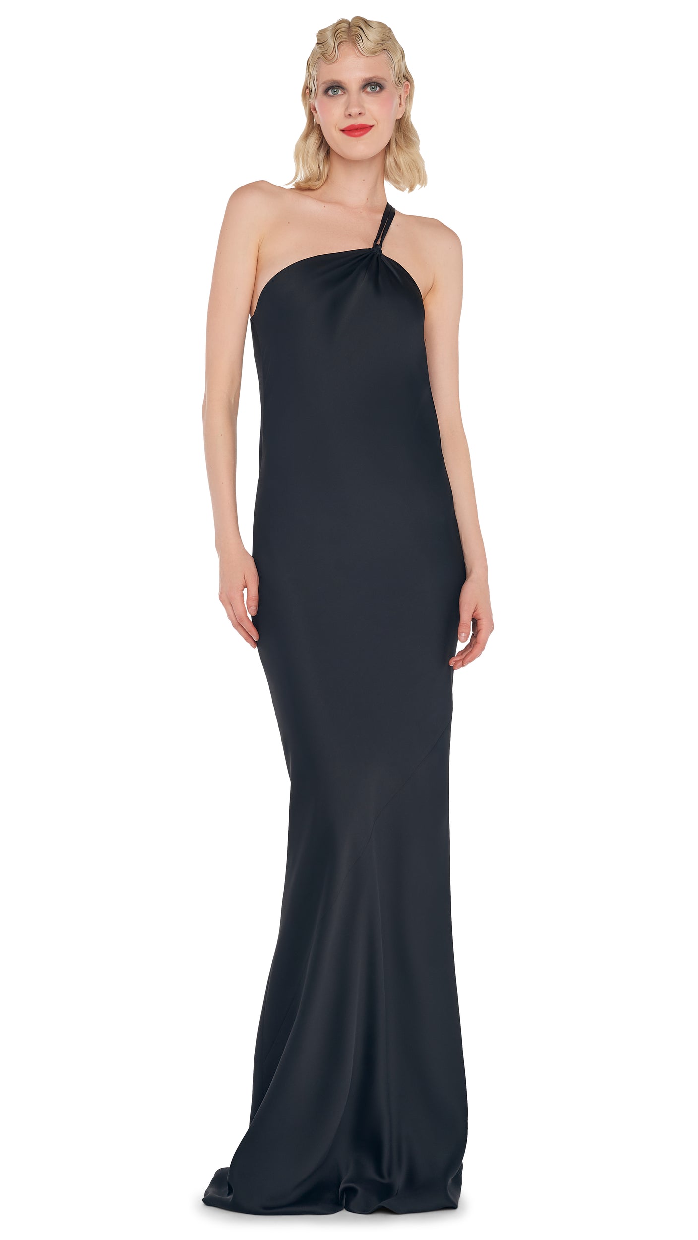 ONE SHOULDER BIAS GOWN Black Norma Kamali ONE SHOULDER BIAS GOWN Black Norma Kamali