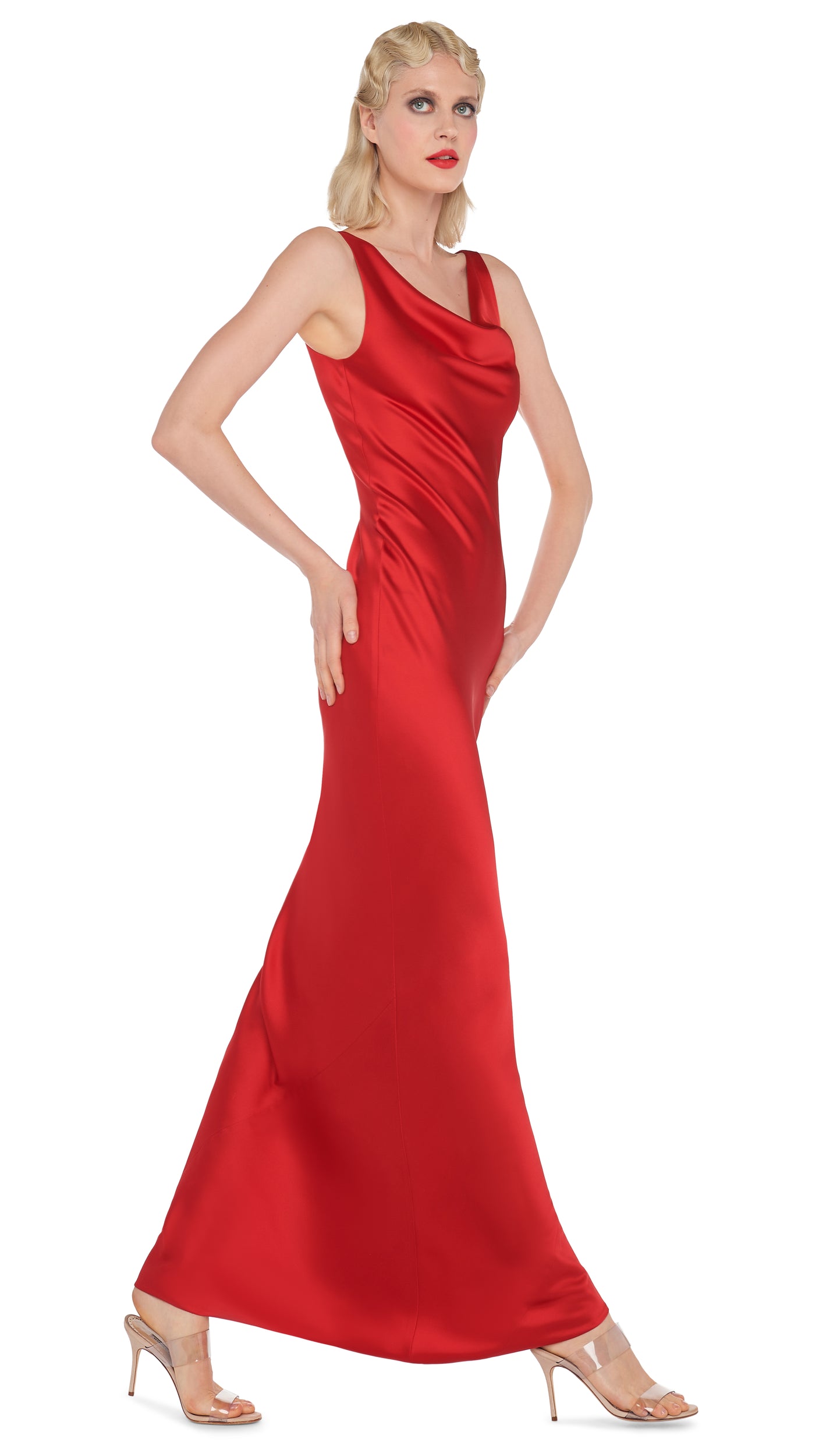 Scarlet Hued Full Length Gown – NK Couture