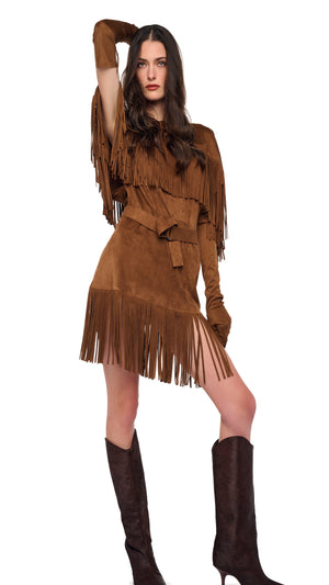 FRINGE REVERSE OBIE DRESS TO KNEE #1 Thumbnail