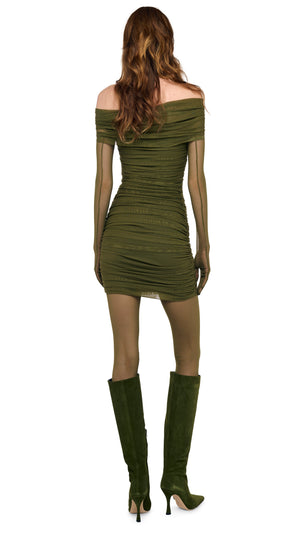COWL NECK SHIRRED MINI DRESS #3 Thumbnail