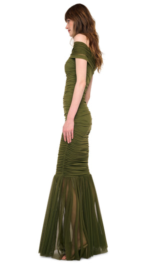 COWL NECK SHIRRED FISHTAIL GOWN #2 Thumbnail