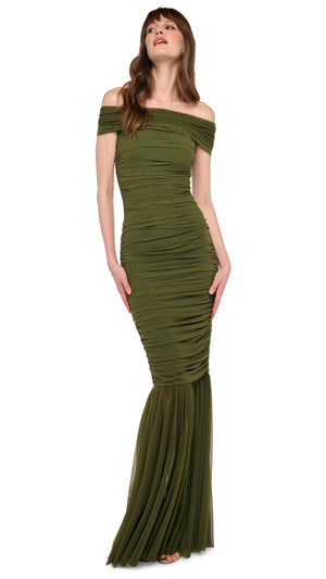 COWL NECK SHIRRED FISHTAIL GOWN #5 Thumbnail