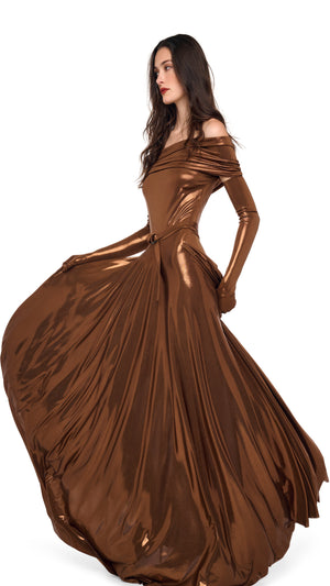 SLEEVELESS COWL NECK FLARED GOWN #8 Thumbnail