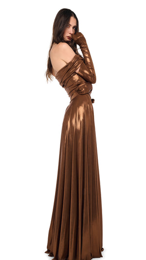 SLEEVELESS COWL NECK FLARED GOWN #4 Thumbnail