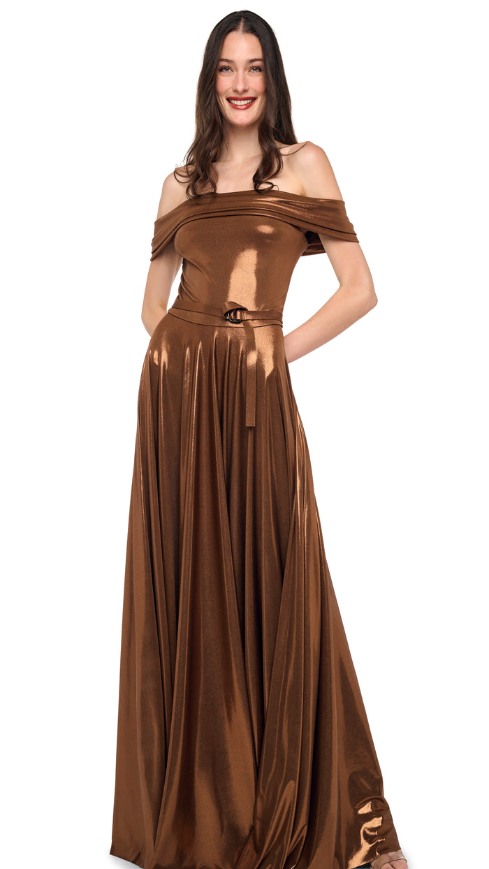 SLEEVELESS COWL NECK FLARED GOWN #7
