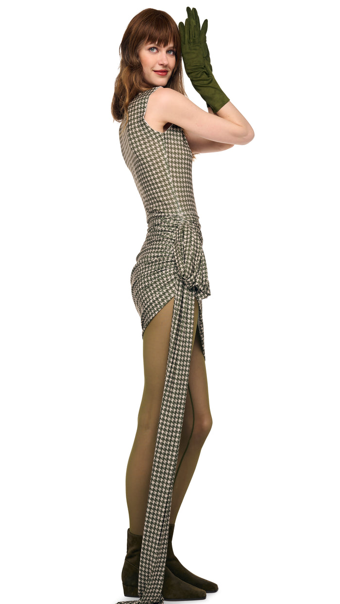 SLEEVELESS SIDE DRAPE MINI DRESS W/ BOW #9