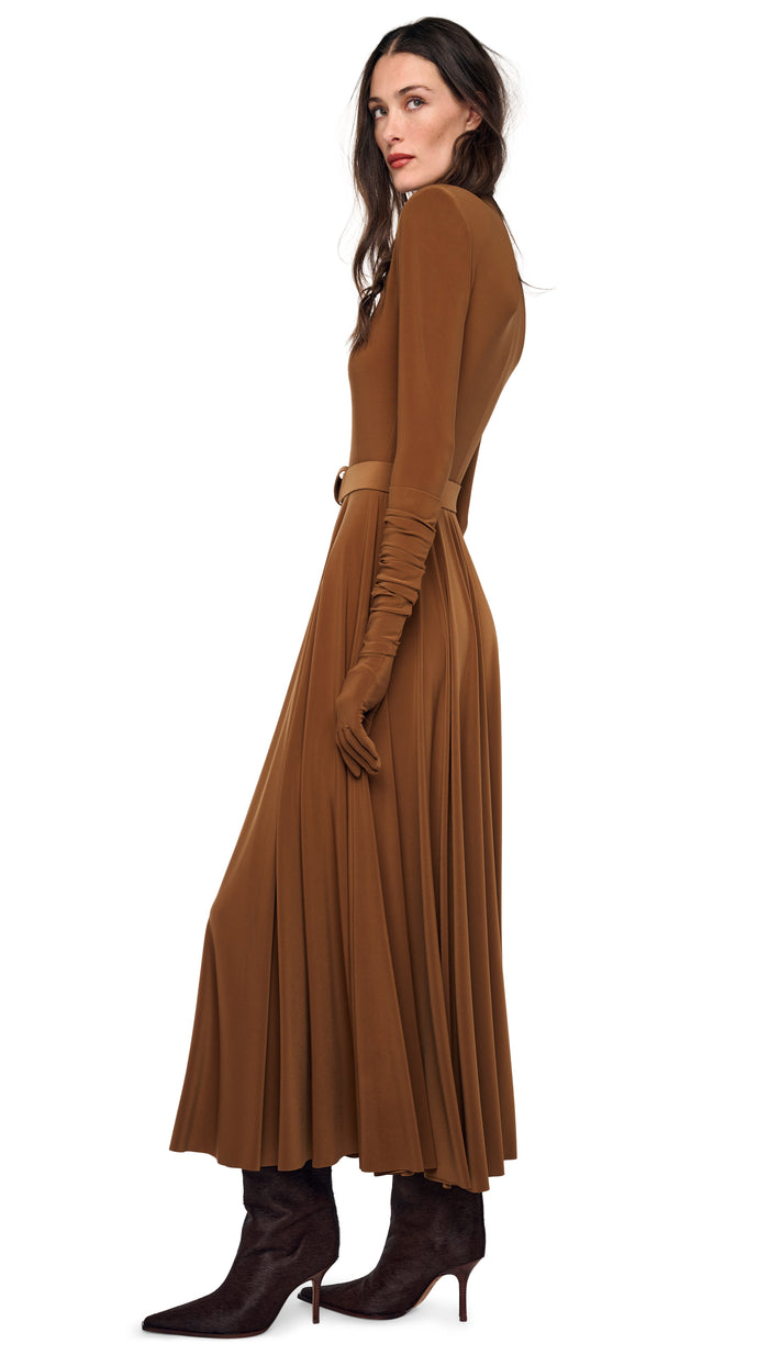 SHOUDLER PAD TURTLE FLARED DRESS #3