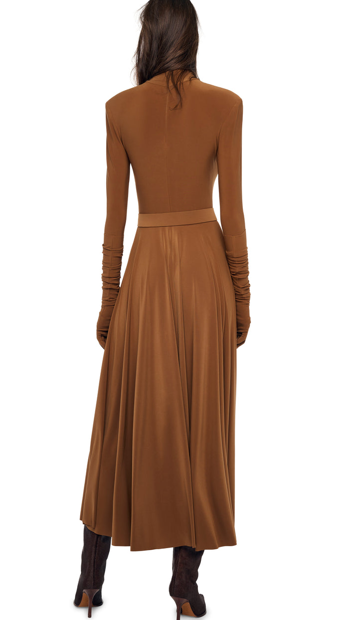 SHOUDLER PAD TURTLE FLARED DRESS #4