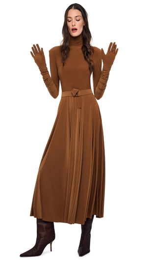 SHOUDLER PAD TURTLE FLARED DRESS #1 Thumbnail