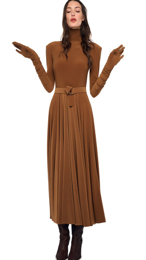 SHOUDLER PAD TURTLE FLARED DRESS #7 Thumbnail