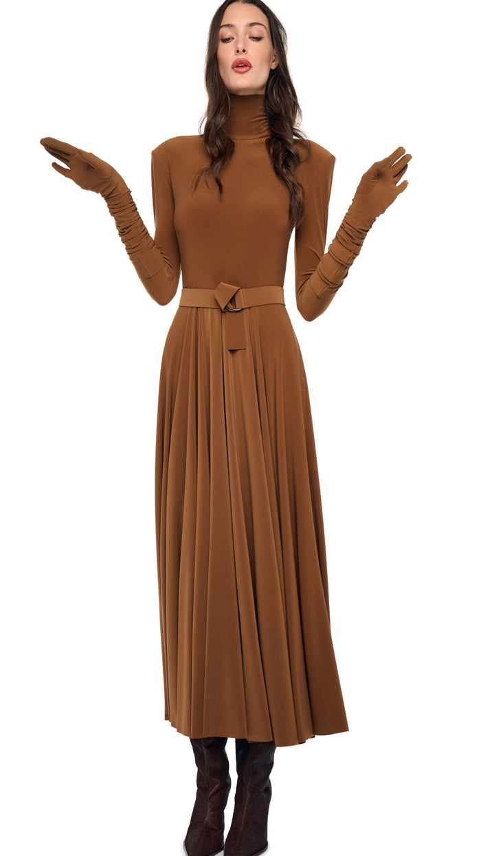 SHOUDLER PAD TURTLE FLARED DRESS #7