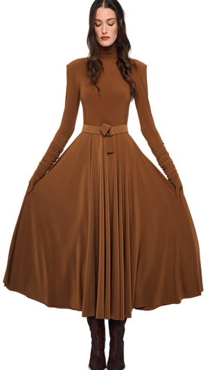 SHOUDLER PAD TURTLE FLARED DRESS #5 Thumbnail