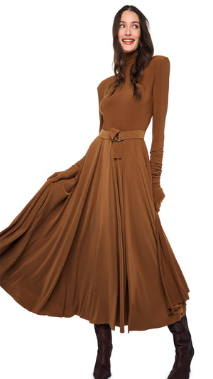 SHOUDLER PAD TURTLE FLARED DRESS #6 Thumbnail