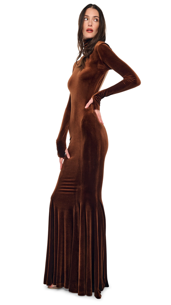 LONG SLEEVE TURTLE OPEN BACK FISHTAIL GOWN #6