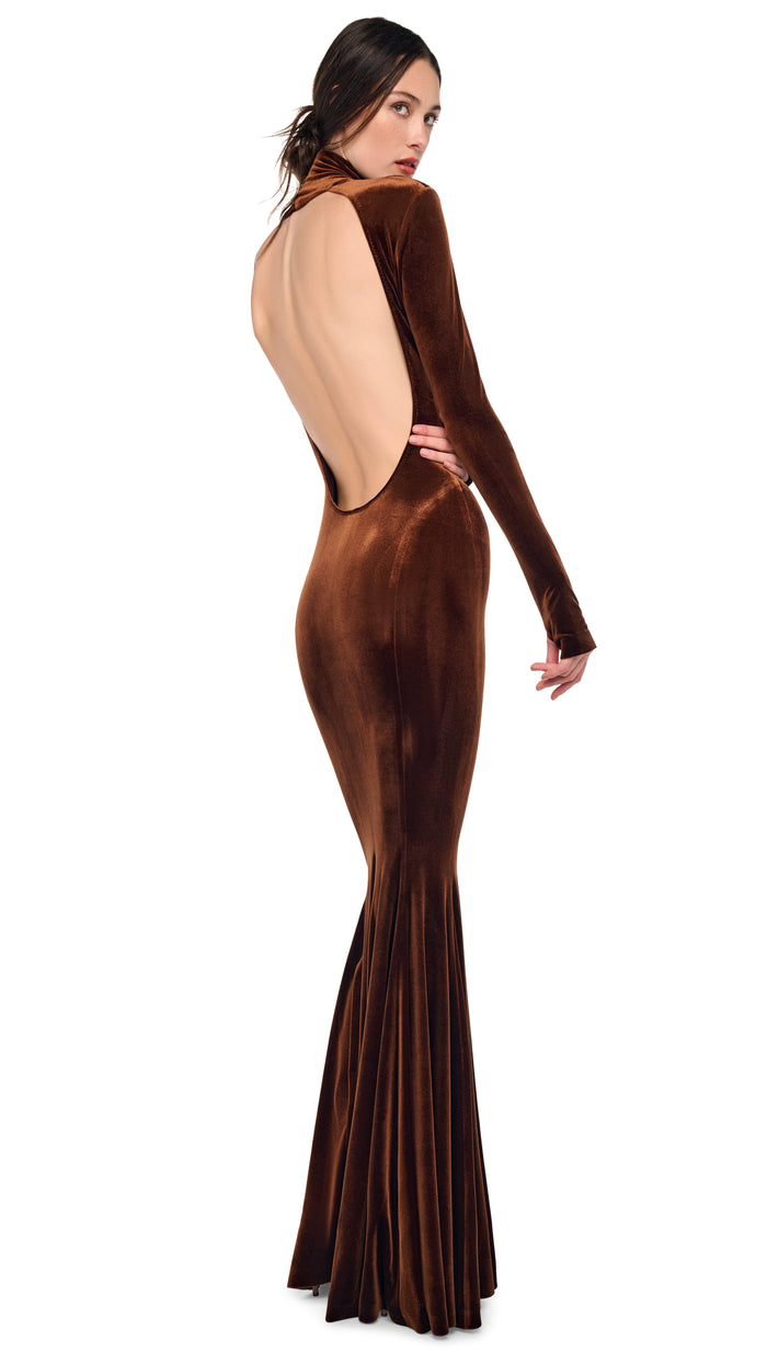 LONG SLEEVE TURTLE OPEN BACK FISHTAIL GOWN #7