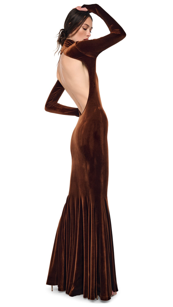 LONG SLEEVE TURTLE OPEN BACK FISHTAIL GOWN #8