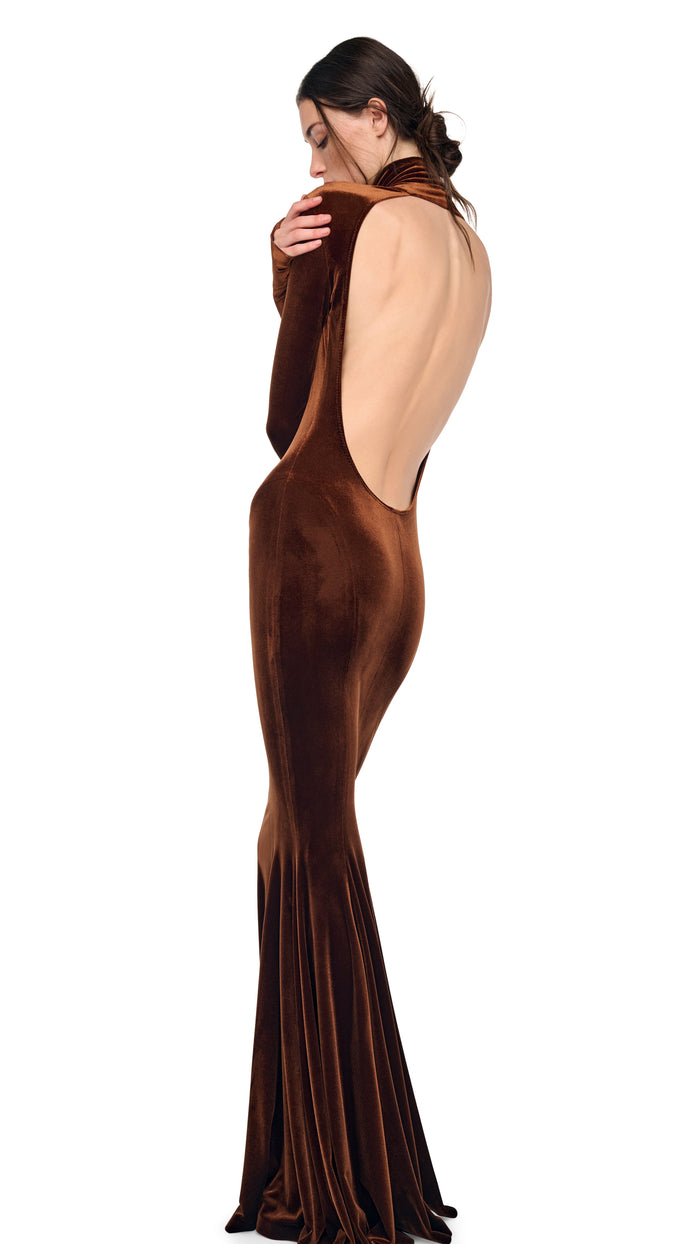 LONG SLEEVE TURTLE OPEN BACK FISHTAIL GOWN #10