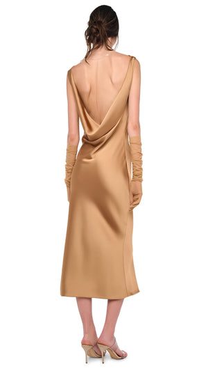 SLEEVELESS LOW BACK DRAPE DRESS #4 Thumbnail