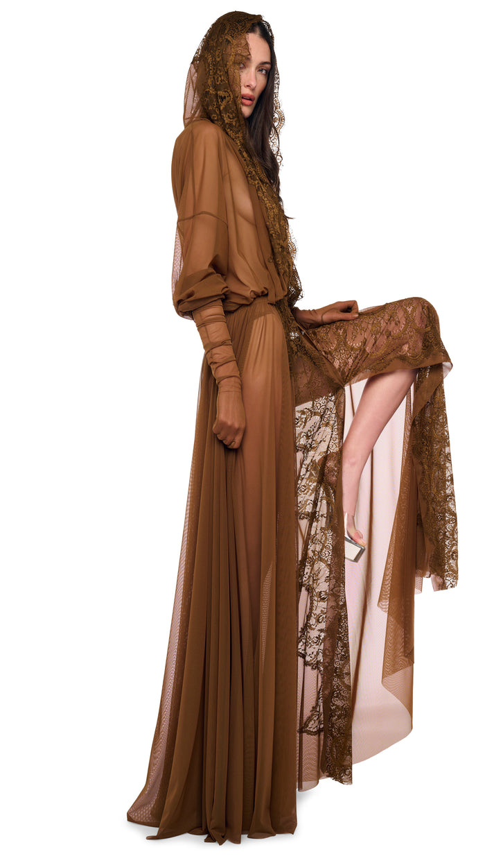 FLARED OPEN SKIRT TO FLOOR WITH LACE #5