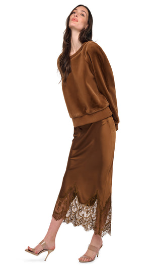 BIAS MIDCALF SKIRT W/ LACE #7 Thumbnail
