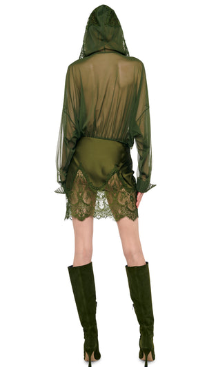 HOODED OVERSIZED NK BODYSUIT W/ LACE #5 Thumbnail